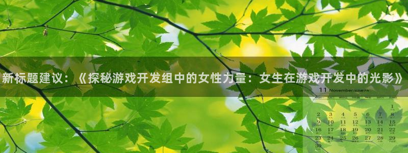 沐鸣平台主管：新标题建议：《探秘游戏开发