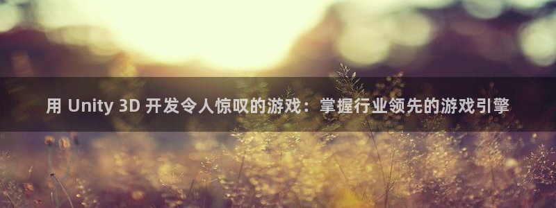 沐鸣平台是黑平台吗：用 Unity 3D